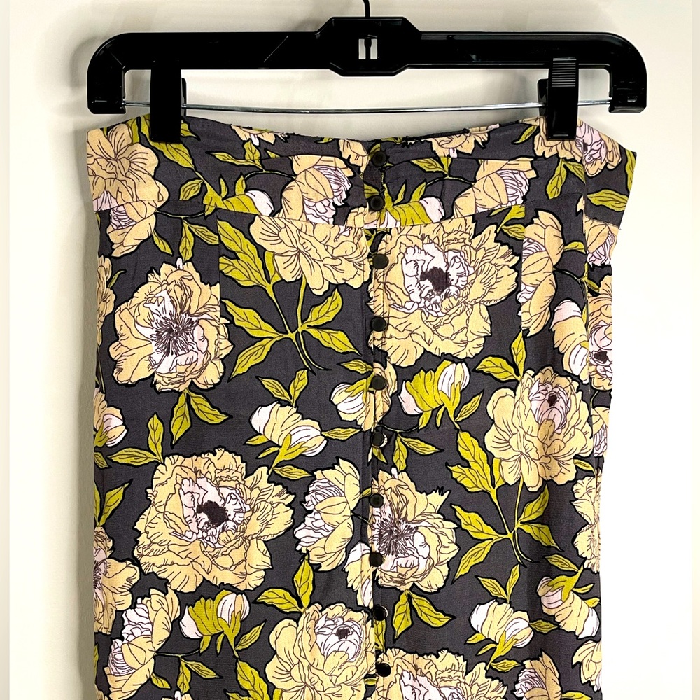 LEITH Long button down open front floral spring skirt